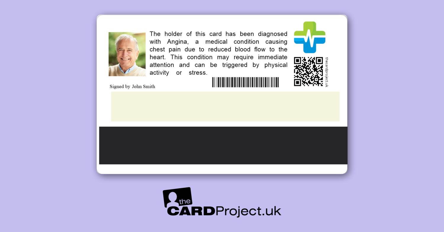 Premium Angina Medical ID Card  (REAR)